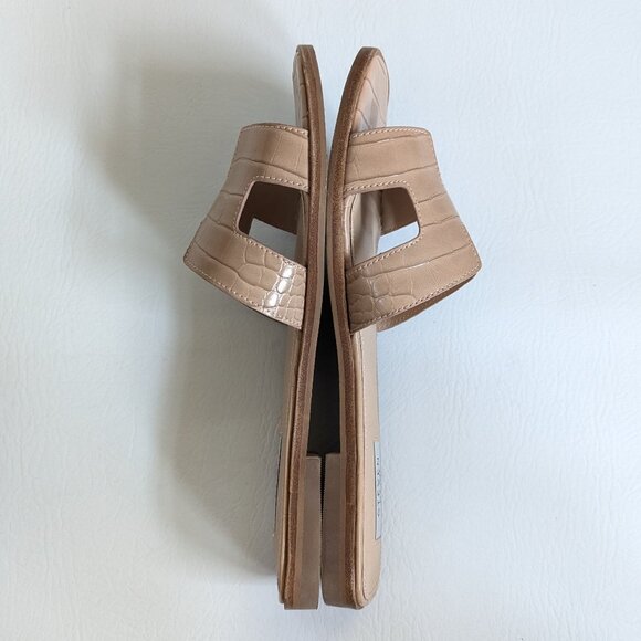 Steven New York Hayden Madden Sandals Nude Size 9 Croc Embossed Flat Slides - Picture 5 of 8